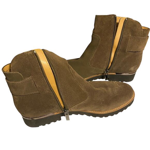 FRANCO SARTO 8M Brown Suede Leather Booties L-Chevelle Side Zip Boots READ - Picture 5 of 15